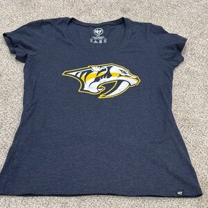 47 Women's Dark Blue NHL Nashville Predators Team Logo Tee